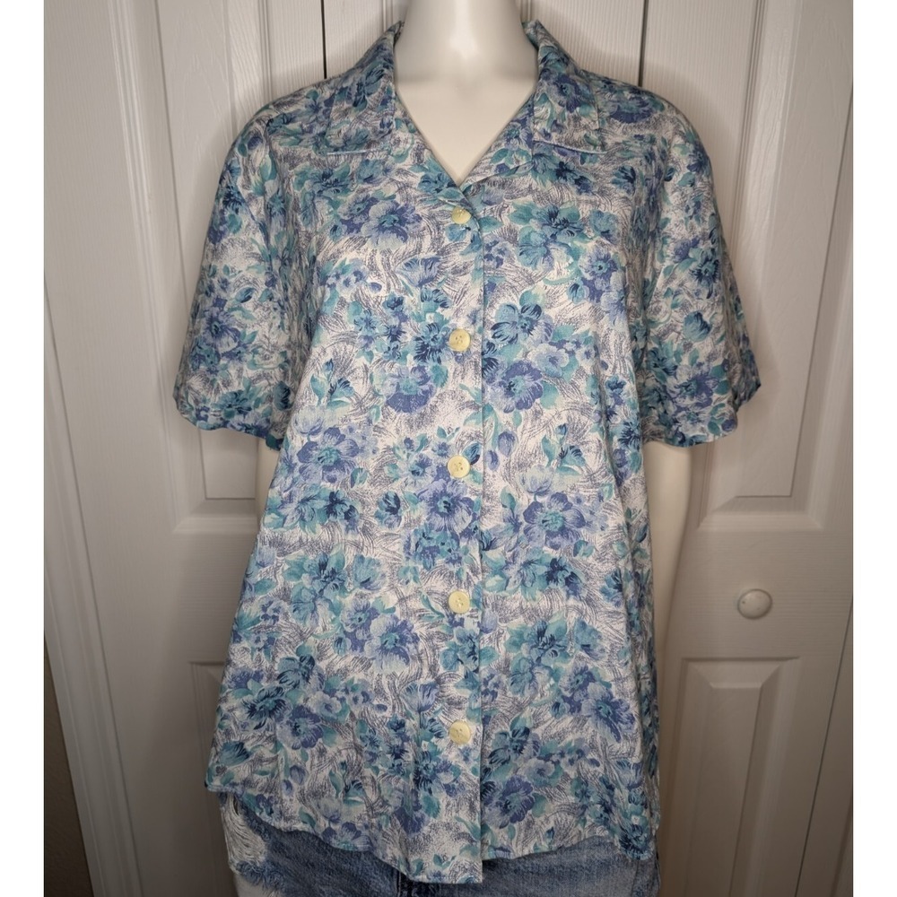 Vintage Cape Cod Sportswear Multi-Color Beach Button Up Women's Size 14 Petite - Picture 2 of 7